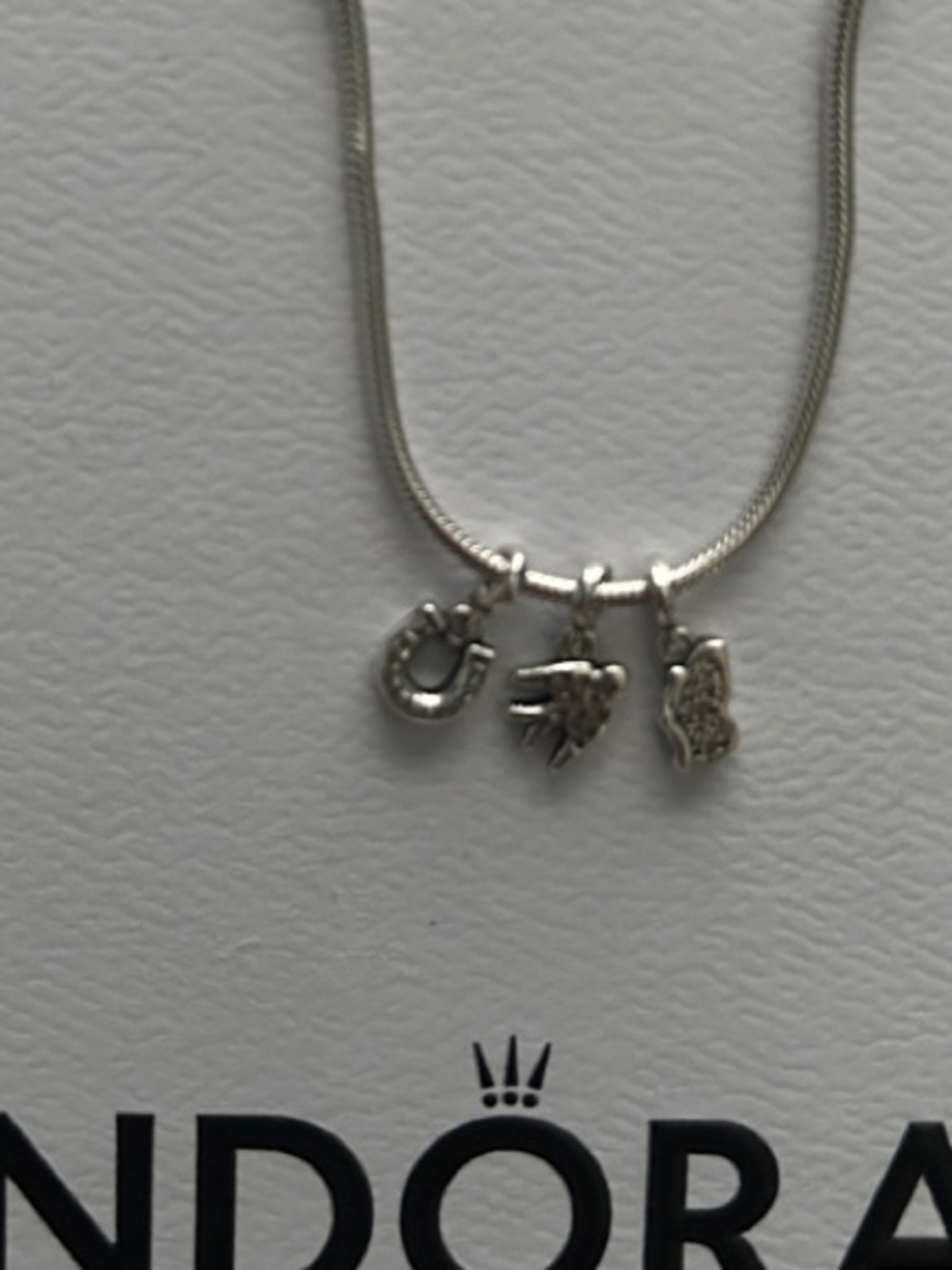 Pandora Sterling Silver Bracelet with three sterling silver charms - Picture 2 of 5